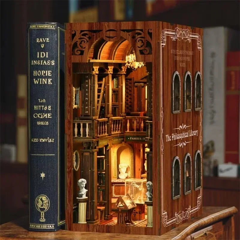 The philosophical Library Book - Diy Wooden Book Nook Kit Shelf Insert recension och pris