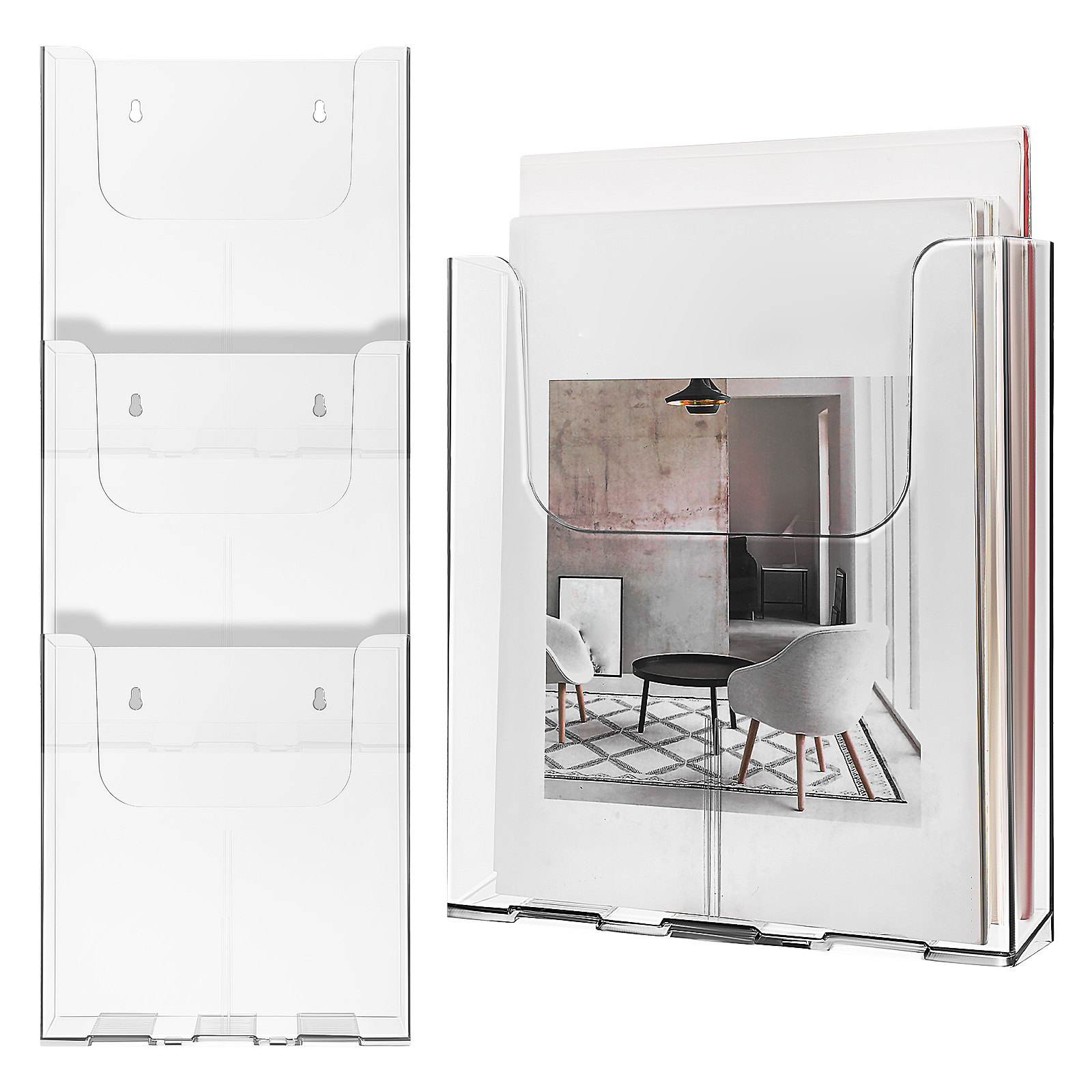 4Pcs Wall Brochure Holder Acry - Magazines recension och pris