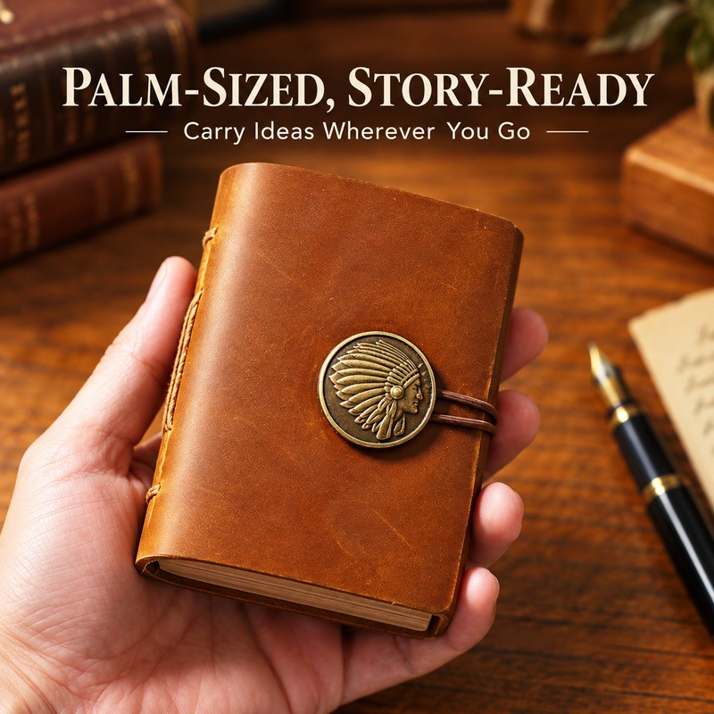 Mini Handmade Leather Traveler - Vintage Leather Journal Notebook recension och pris