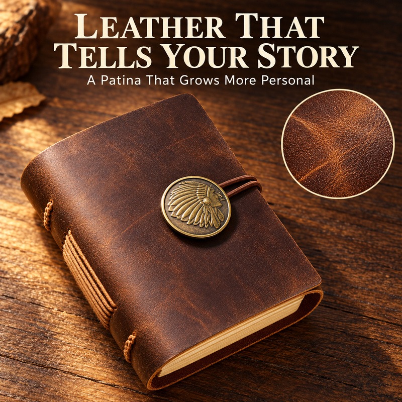 Mini Handmade Leather Traveler - Vintage Leather Journal Notebook recension och pris