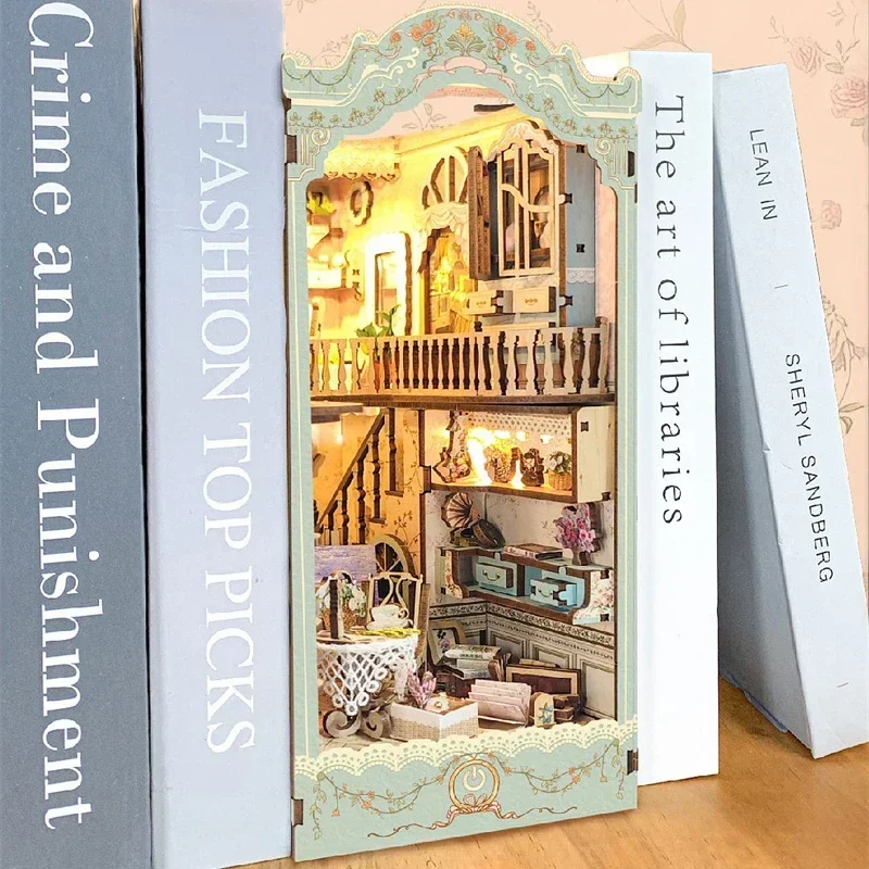 DIY Wooden Pastoral Diary Book - Diy Wooden Book Nook Kit Shelf Insert recension och pris