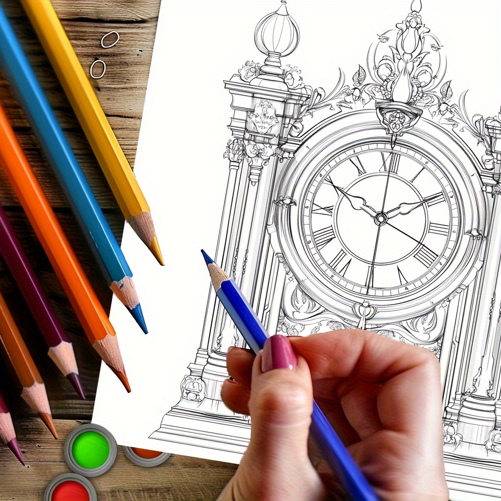 28 Pages Vintage Clocks Colori - Adult Coloring Book Stress Relief recension och pris